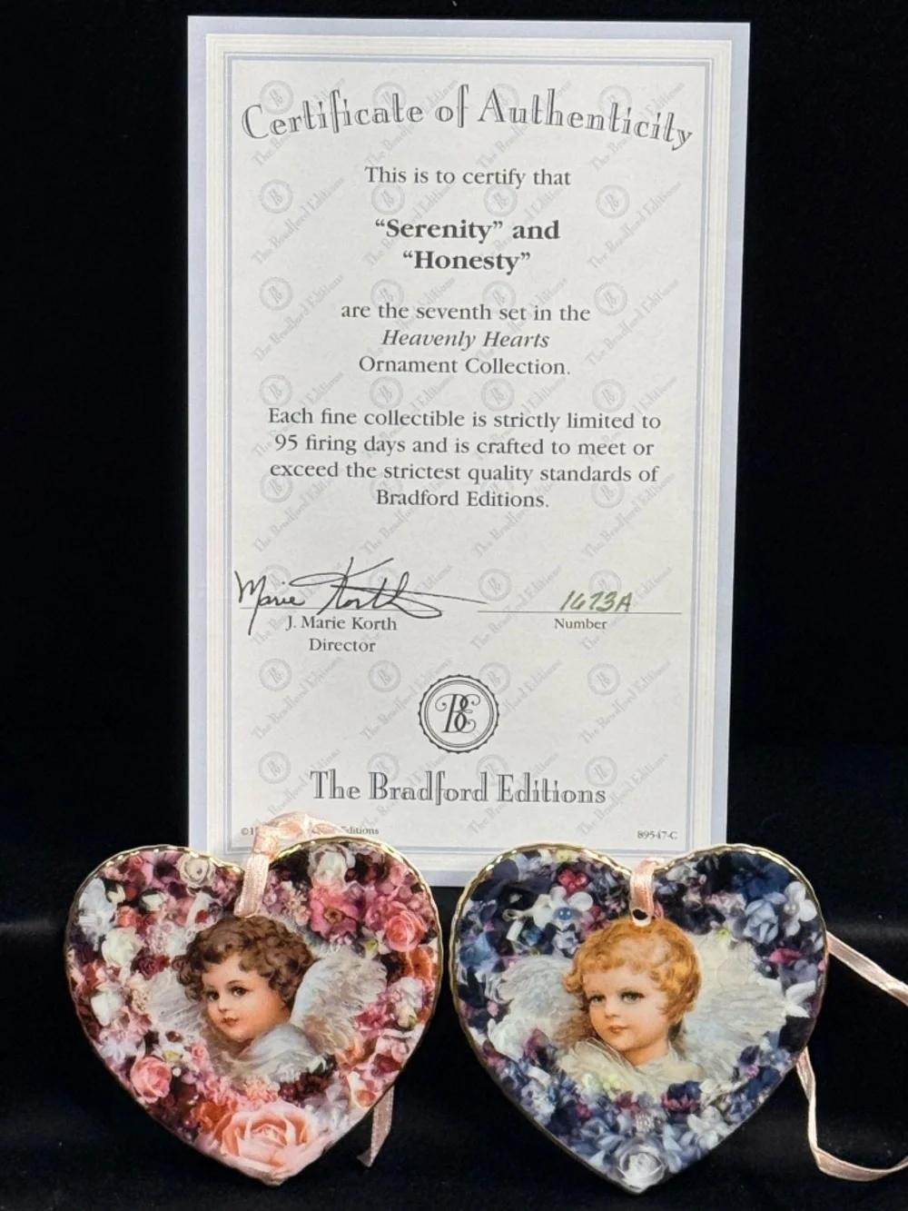 1996 THE BRADFORD EDITIONS “Serenity” and “Honesty” Ornaments
